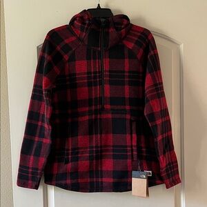 The North Face Red and Black Plaid Hoodie